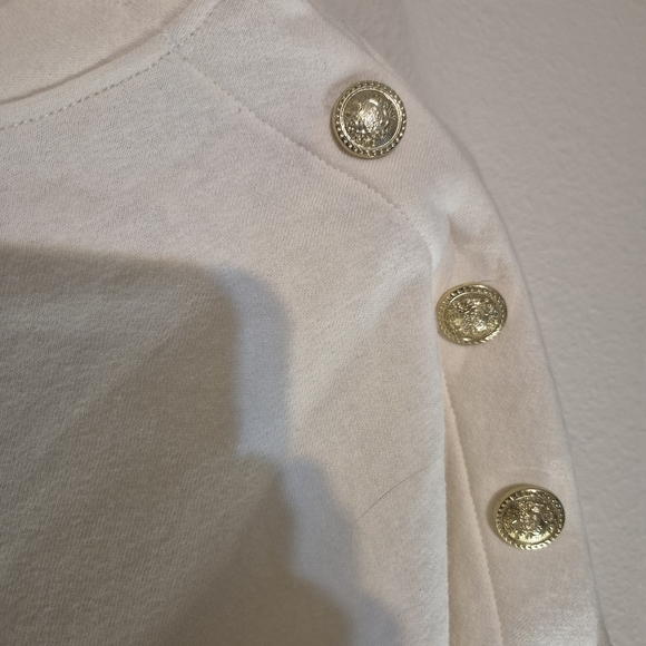 H&M Cream Sweater with Black Print and Gold Buttons - Picture 3 of 6